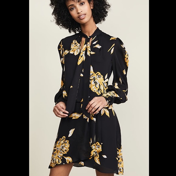 Joie Dresses & Skirts - Joie Gyan black & yellow silk floral dress